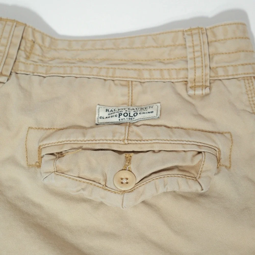 Polo Ralph Lauren  Cargo Shorts Mens Size 32 Khaki Cotton Small Flaw